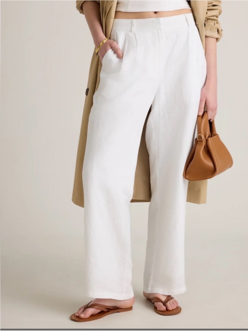 100% European Linen Pleated Trouser - 30" Inseam
